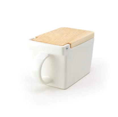 Zero Japan Ceramic Salt Box with Wooden Lid