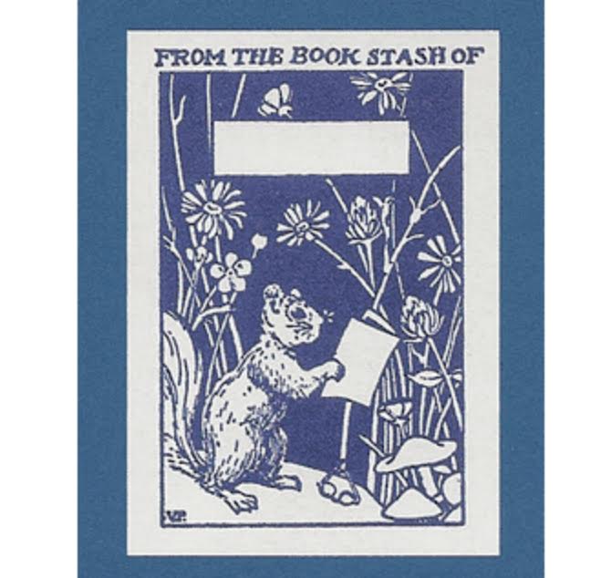 Saturn Press Squirrel Bookplates