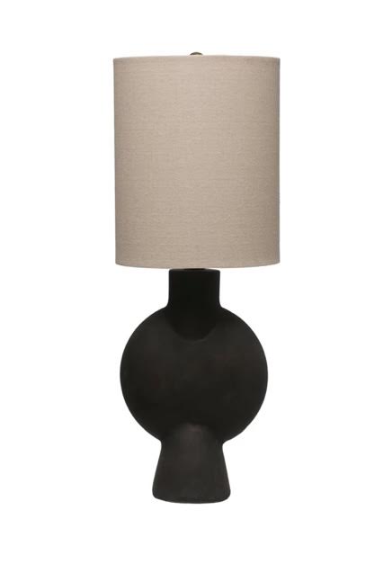 Stoneware Table Lamp with Linen Shade - PICK UP ONLY