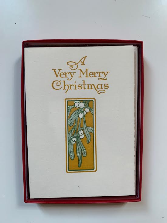 Saturn Press Green & Gold Merry Christmas Boxed Cards
