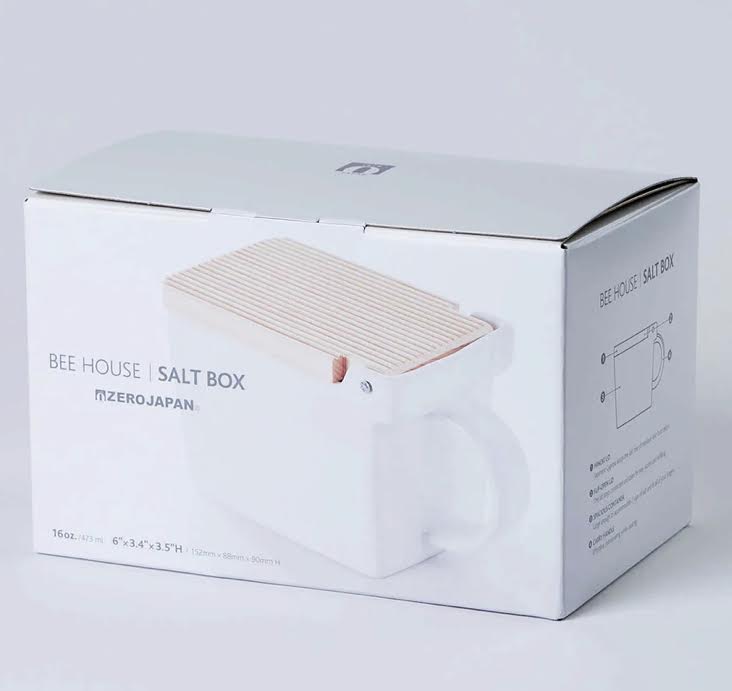 Zero Japan Ceramic Salt Box with Wooden Lid