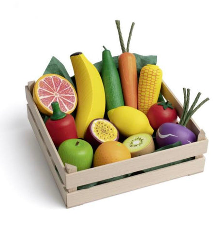 Erzi Fruit & Vegetables in a Wood Crate