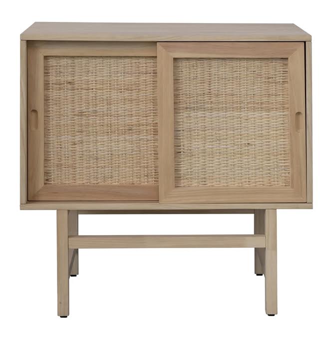 Pine &amp; Rattan Cabinet with Sliding Doors- PICK UP ONLY