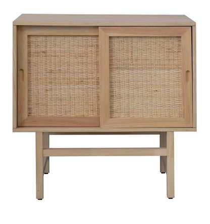 Pine &amp; Rattan Cabinet with Sliding Doors- PICK UP ONLY