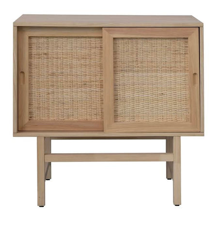 Pine & Rattan Cabinet with Sliding Doors- PICK UP ONLY