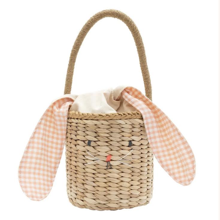 Meri Meri Gingham Bunny Straw Bag