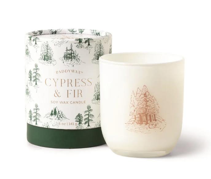 Cypress Fir Holiday Mini 5oz White Candle