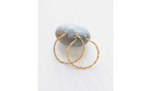 Hammered Brass Hoops