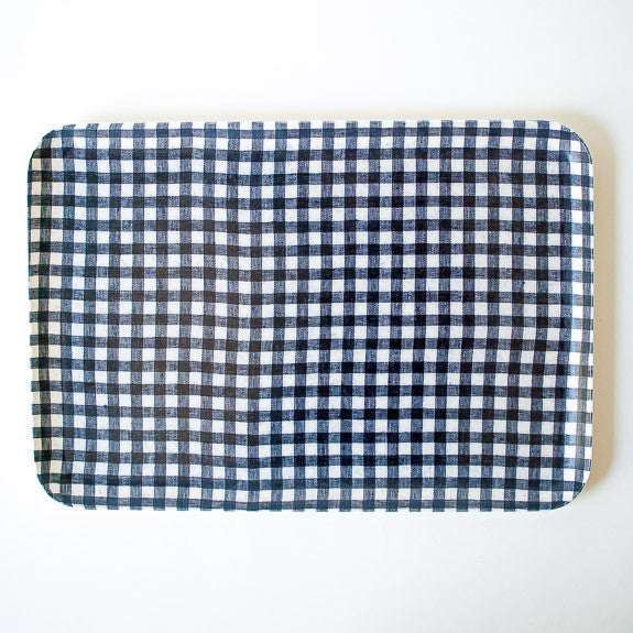 Fog Linen Navy & White Check Tray