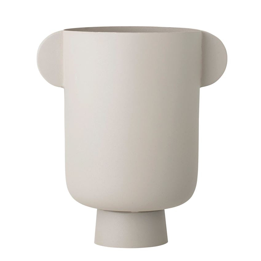 Beige Metal Vase with Handles