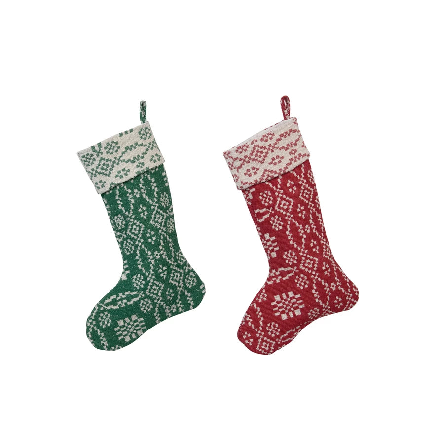 20"H Woven Cotton Stocking with Pattern