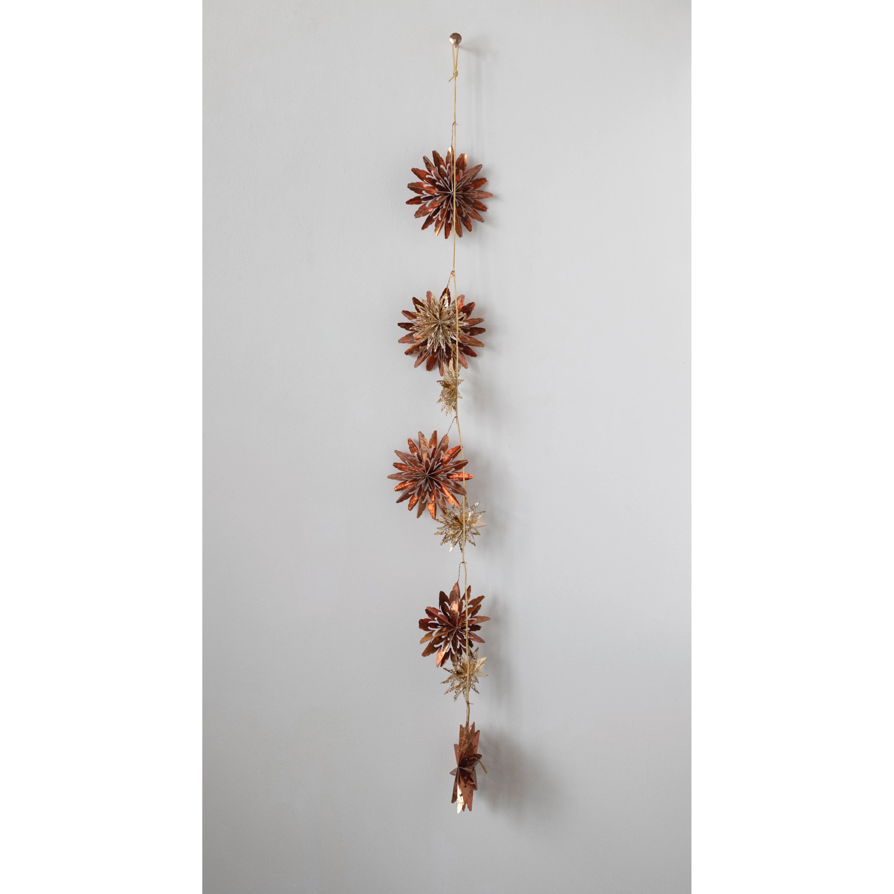 45"L Paper Snowflake Garland in Kraft Box, Copper and Gold Color