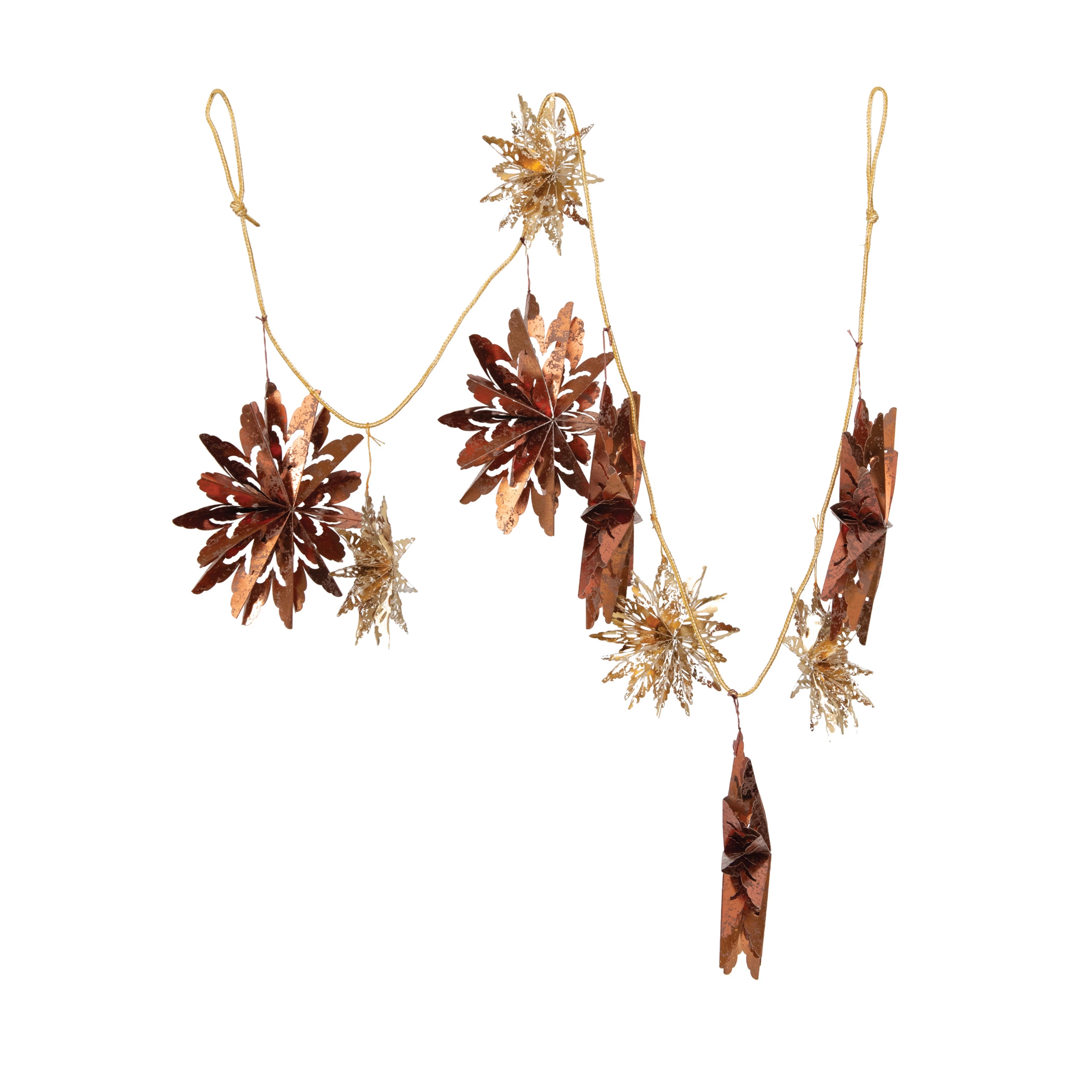 45"L Paper Snowflake Garland in Kraft Box, Copper and Gold Color